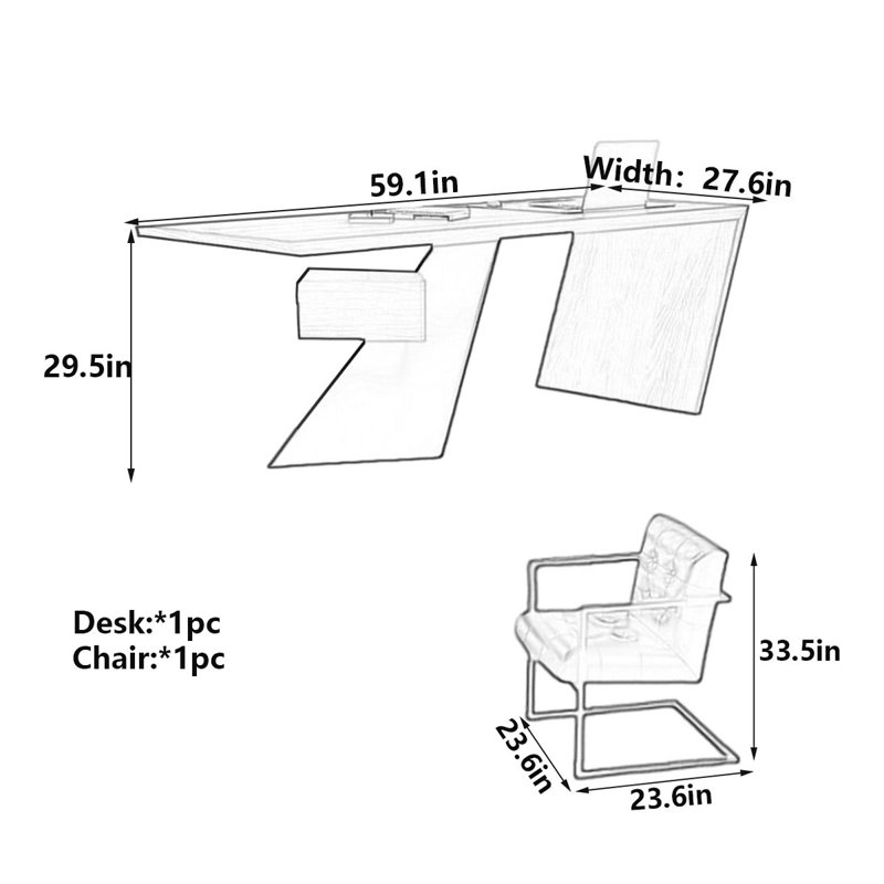 Bureau double caisson Modern, H 29,5 po x l 59,1 po x P 27,6 po