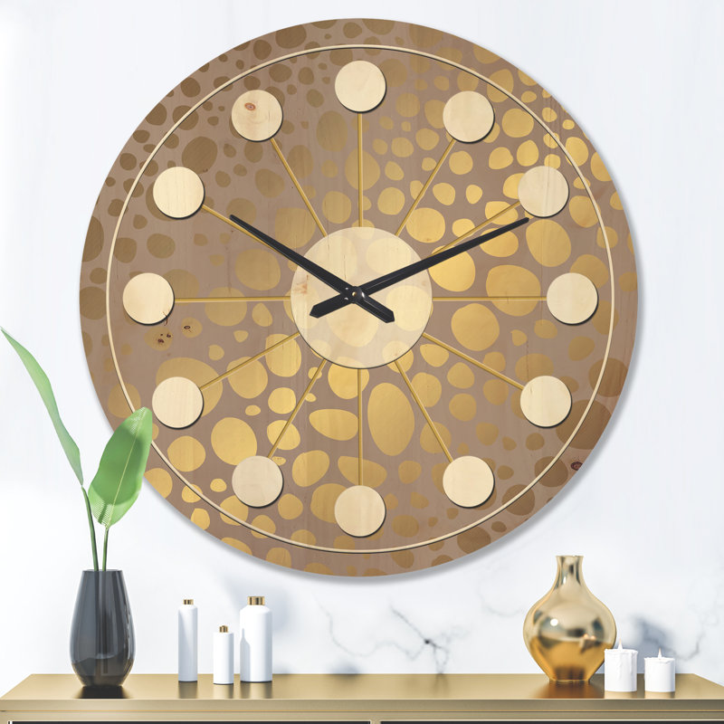 Golden Marble Design III - Abstract Wooden Clock, Extra Large