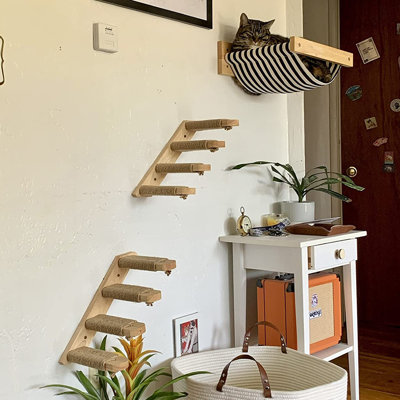 Cat Climbing Steps with Hammock Set