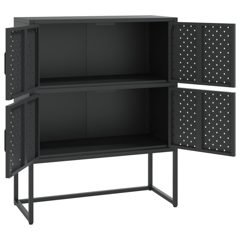 Delani Storage Cabinet Sideboard Cabinet for Entryway Bedroom Office Steel, Black