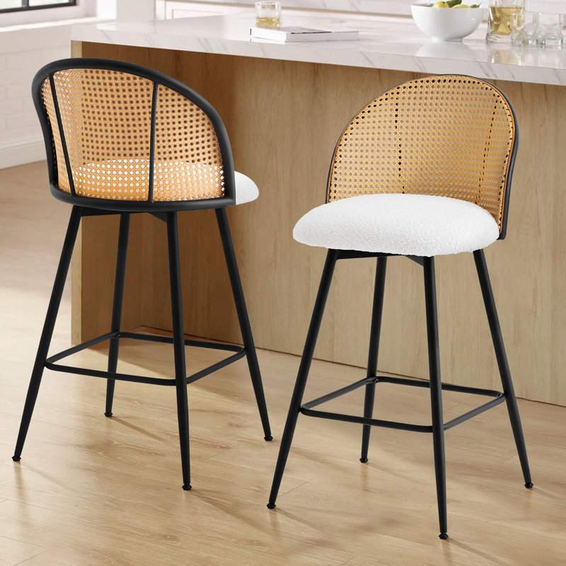 66 cm H Swivel Upholstered Bar Stool & Counter Stool with Metal Legs (set of 2 & set of 4), 2, White