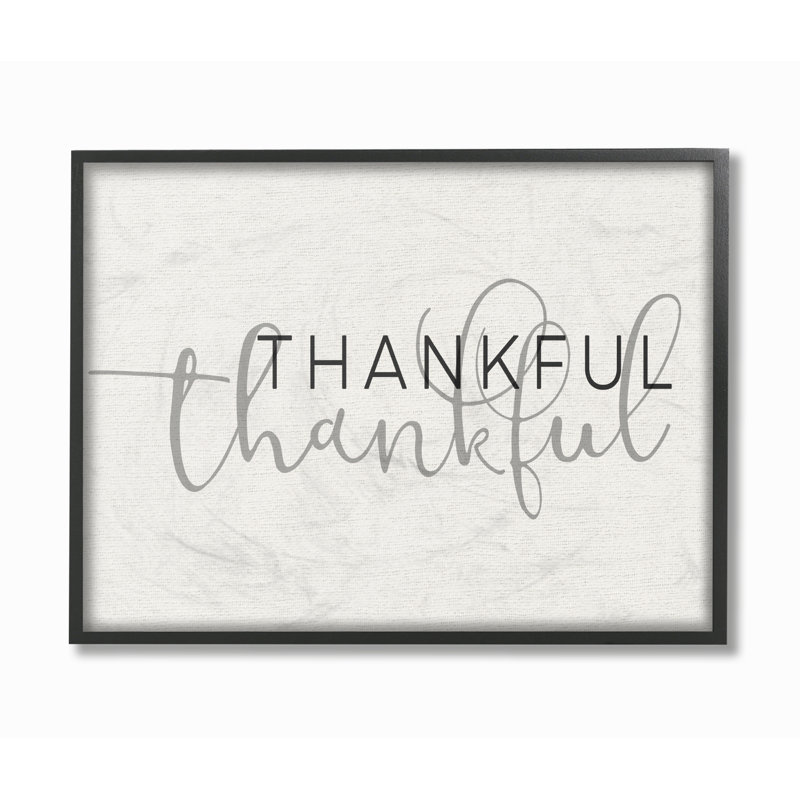 «Thankful Typographie» par Daphne Polselli, reproduction d'art textuel, H 14 po x l 11 po x P 1,5 po