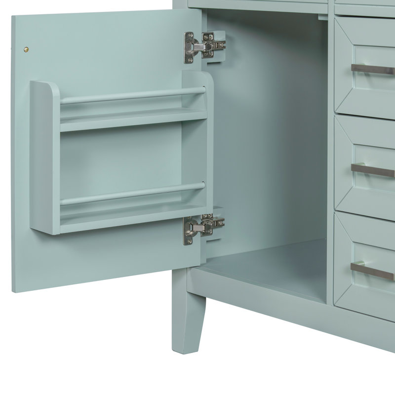 Meuble-lavabo 30 po avec lavabo, Vert, Argent argent