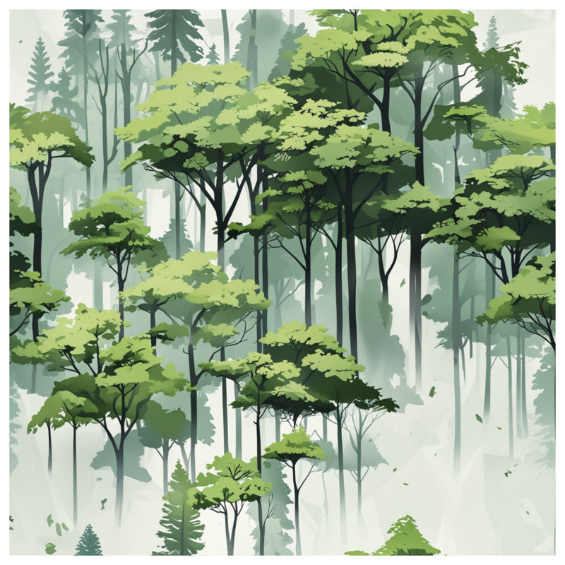 Lush Green Forest Illustration Comforter, Twin Extra Long