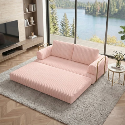 Modern Corduroy Convertible Folding Floor Sofa Bed Boneless Lounge Couch with Pillows for Living Room Bedroom Apartment