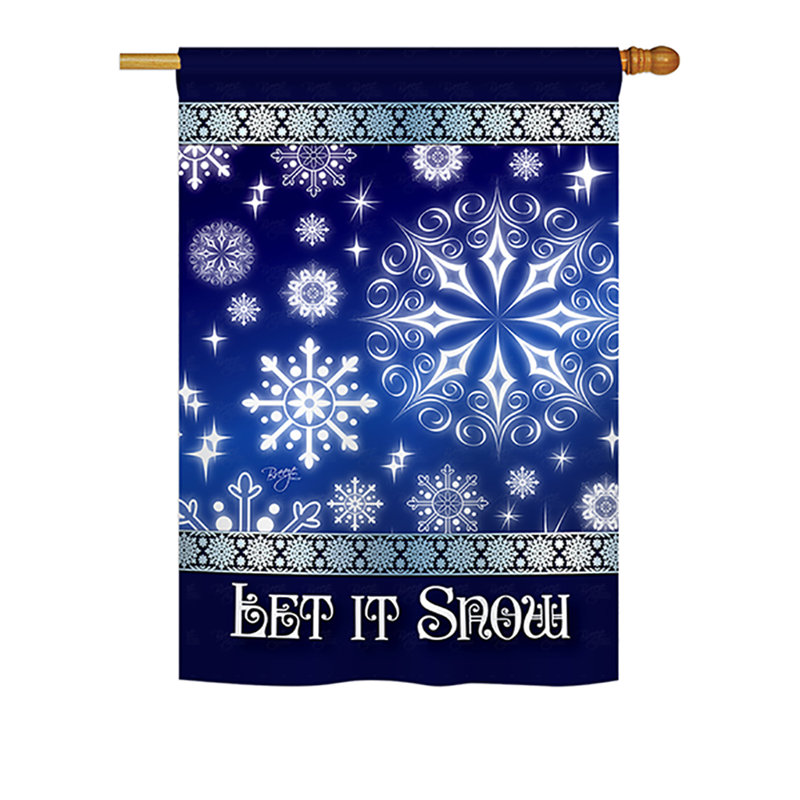 Drapeau de maison en polyester 2 côtés let it snow rêve, H 18,5 po x l 13 po