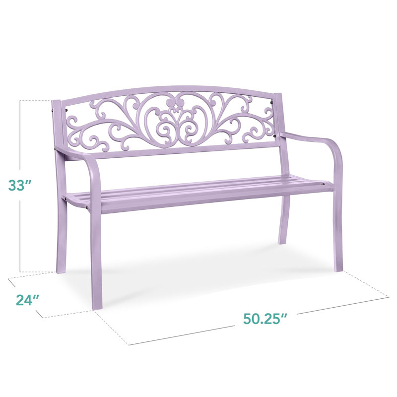 Banc de jardin en acier pour l'extérieur, Lavande
