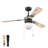 Prominence Home Grand Slam 48" Matte Black Baseball Ceiling Fan with Integrated Light and Pull Chains