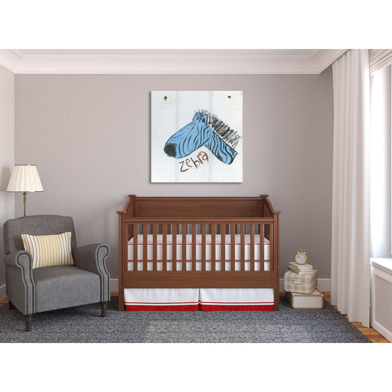 Joyeux zèbre bleu, art sur toile, H 12 po x l 12 po x P 1,5 po