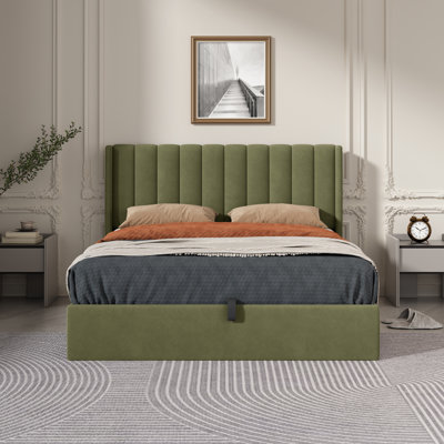 Daizia Lift Up Storage Platform Bed with Wingback Headboard