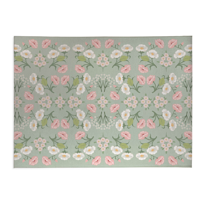 Tapis de bureau léger May Flowers, L 36 po x P 60 po, Sauge