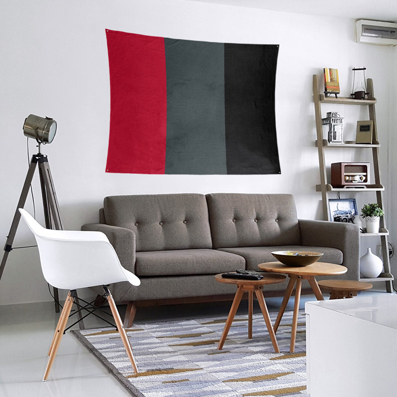 Tapisserie de polyester Las Vegas, H 88 po x l 104 po, Rouge / gris acier / noir