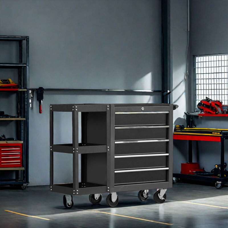 Chariot multi-outils noir avec roues