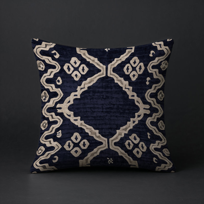 Coussin décoratif intérieur et extérieur Modern, Gris géométrique 48, Carré 18 po
