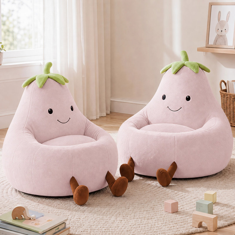Fauteuil à billes avec aubergine Kannon, 27.56" H x 31.1" W x 30.31" D, Pink