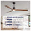 60 Inch Wood Ceiling Fan with 3 Solid Walnut Blades, Remote Control & Reversible DC Motor - Quiet LED Ceiling Fan for Living Room, Black