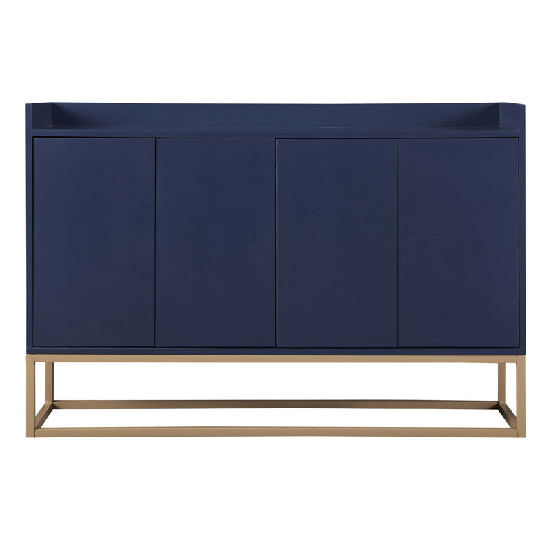 Joshveer Modern Sideboard Elegant Buffet Cabinet with Large Storage Space for Dining Room, Entryway, Navy / Gold