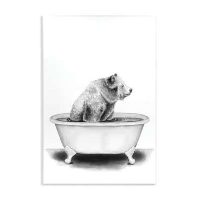 «Bear in a Tub Funny Animal Bathroom» par Rachel Neiman - reproduction de dessin