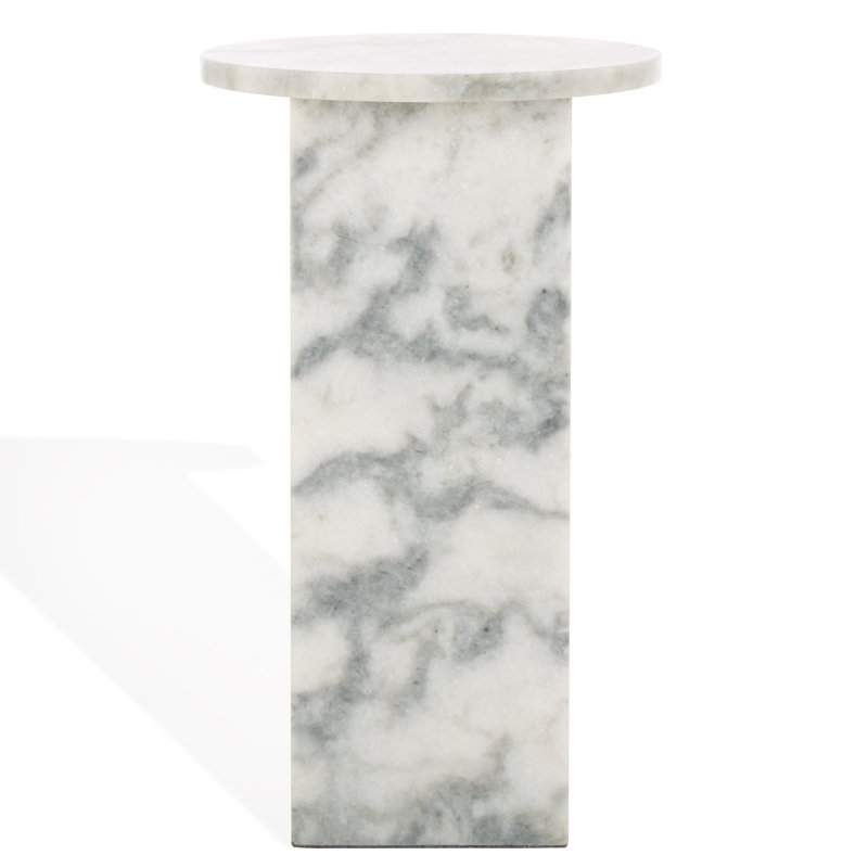 Devlin Marble Drink Table, White