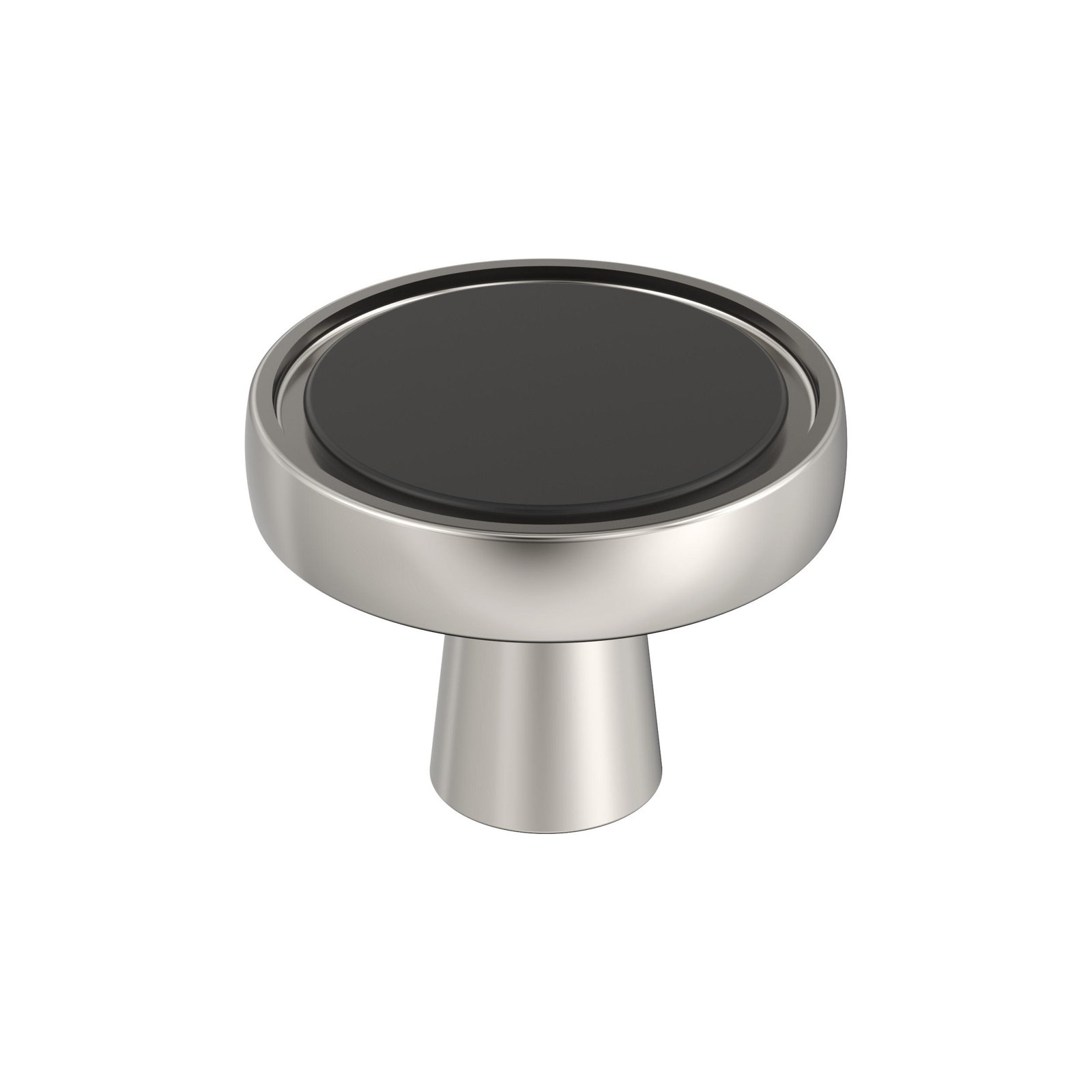 Mergence 1 3/8" Diameter Round Knob, Matte Black/Polished Nickel