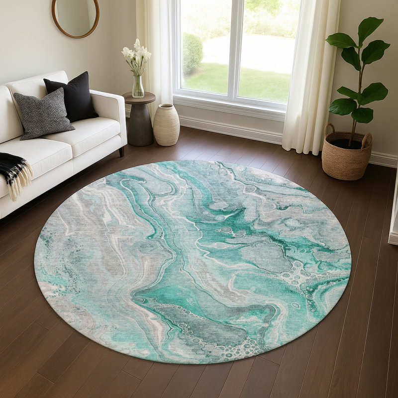 Premium Machine Washable Slesnick AMF1681 Abstract Rug, Round 8'