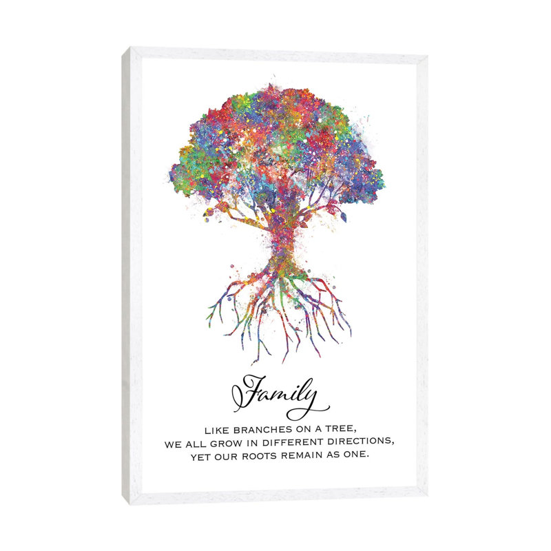 Trees Family Quote by Genefy Art - Print on Canvas, White Framed, 101.6 cm H x 66.04 cm W
