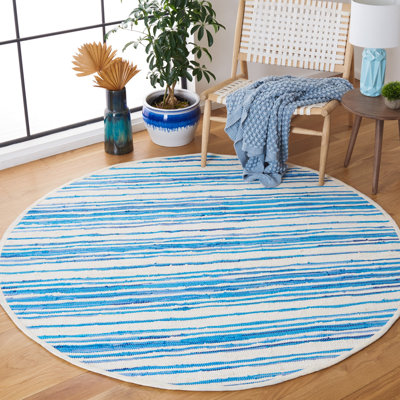 Brogun Handwoven Cotton Ivory/Blue Area Rug