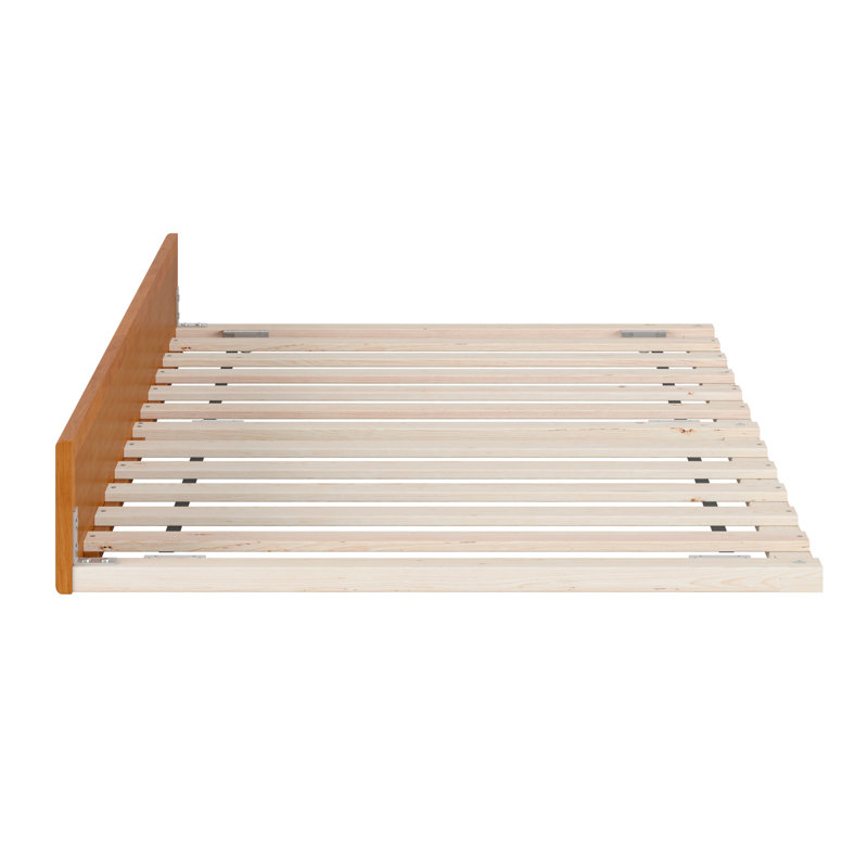 Lit gigogne en bois massif Sanvir, Caramel clair, Lit simple