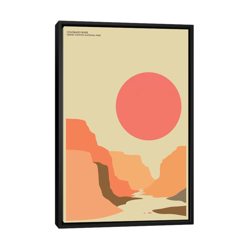 Grand Canyon, impression sur toile tendue, H 60 po x l 40po x P 1,5 po, Toile avec cadre noir, Pas de tapis