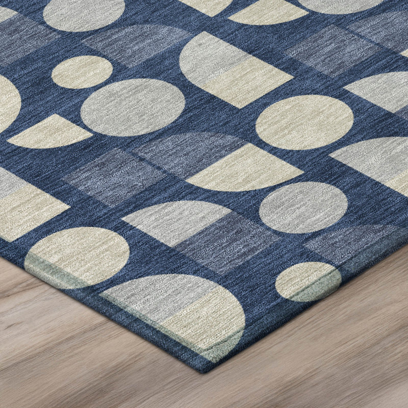 Machine Washable Indoor/Outdoor Chantille ACN2921 Geometric Rug, Navy, 10' x 14'