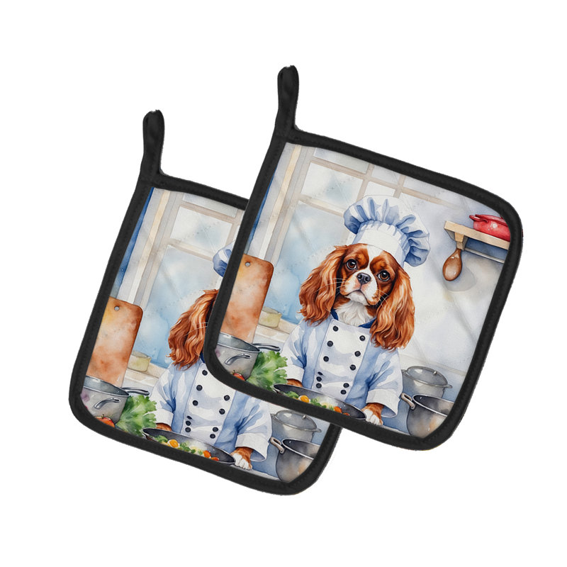 Caroline's Treasures The Dog Chef Polyester Potholder Set