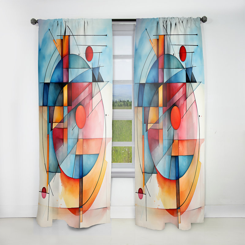 Wilber - Abstract Curtain - Room Darkening Geometric Shapes Curtain - 1 Panels, 52" W x 120" L