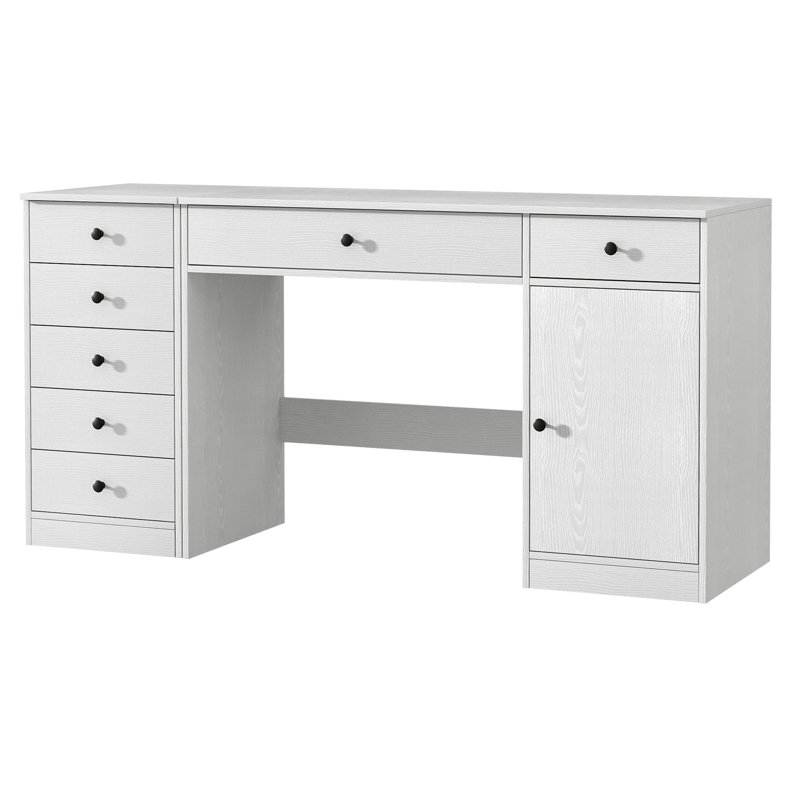 Bureau d'ordinateur de 47,2 po avec armoire de rangement à 5 tiroirs, tablette réglable, grande armoire de rangement pour bureau à domicile