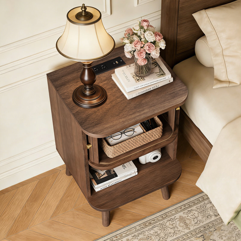 Ensemble de 2 tables de chevet Mid-Century, Noyer, Individuel