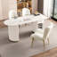 Blanc + demi-cercle en pierre frittée blanc crème + bois manufacturé avec bureau 1 tiroir-108647404-108647402