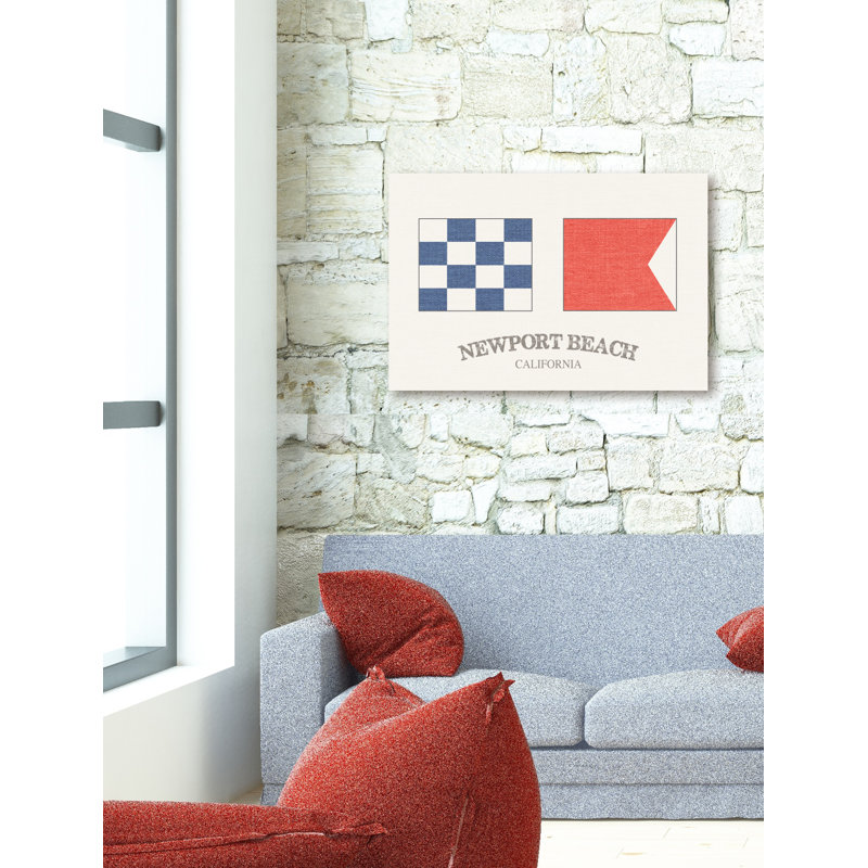 « newport beach nautique flags », impression, Giclée encadrée noir minuit, H 16 po x l 20 po