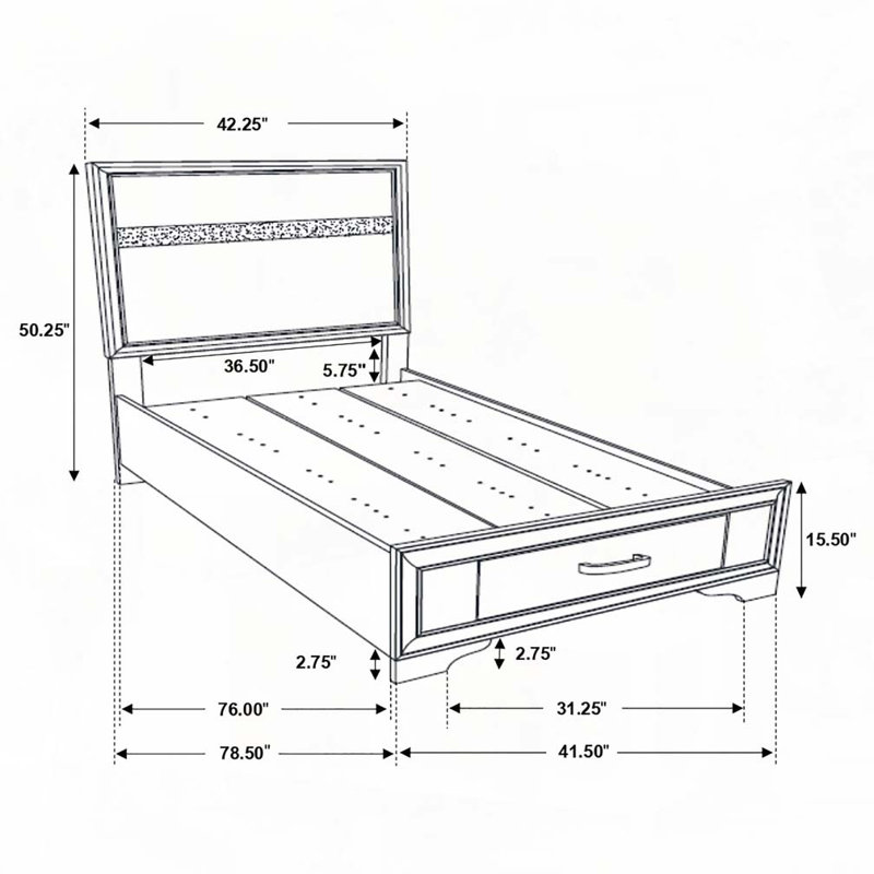 Storage Panel Bed with 2 Drawer