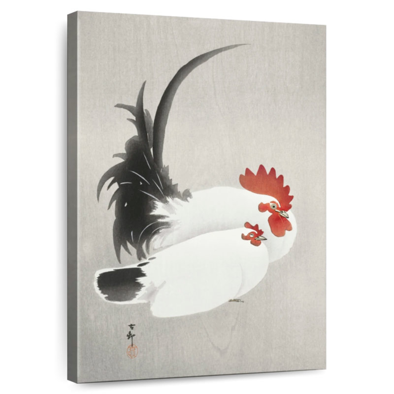 Brampt Rooster And Hen 1900-1930, 39" H x 26" W
