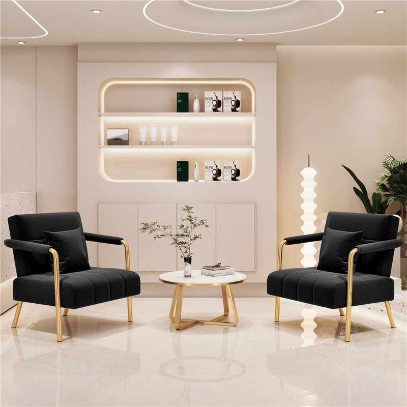 color Upholstered Armchair, Black