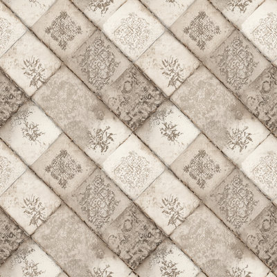 Vintage Tile Wallpaper Diagonal Checker Removable Distressed Wall Double Roll