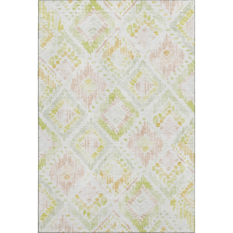Tapis géométrique Premium lavable à la machine AMF1088, Rectangulaire 8 pi x 10 pi