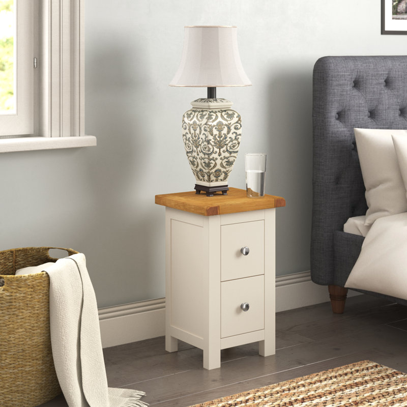 Aubusson 35cm W Bedside Table, Off White, Chrome