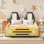 Lit plateforme jaune avec thème voiture de course et roues - sommeil confortable, sommeil relaxant-489501392