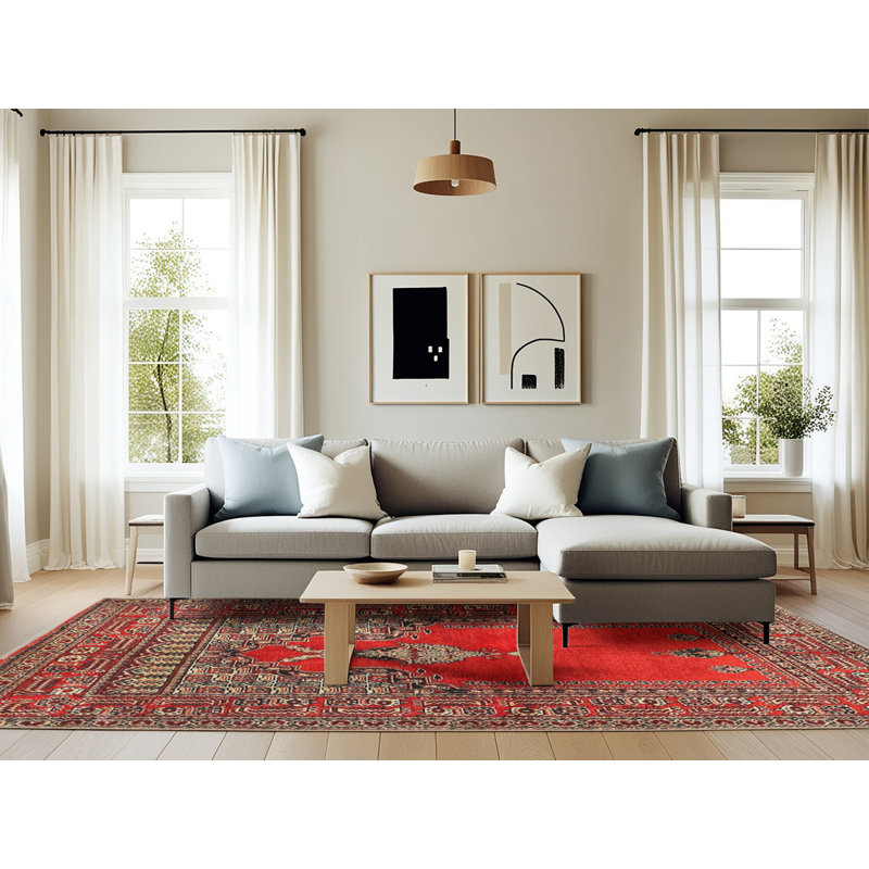 Tapis oriental rouge / gris, Rectangle 6 pi x 9 pi