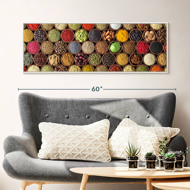 Épice de toutes sortes, Cadre flottant blanc, 49" X 17"