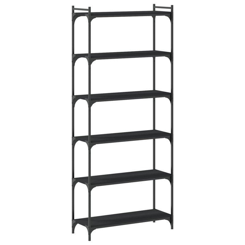 Adeife 188cm H x 30cm W Metal Standard Bookcase, 188cm H x 30cm W x 80cm D, Black