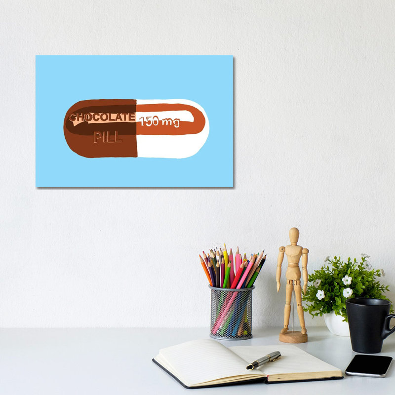 Chocolate Pill Blue - Wrapped Canvas Print, 20.32 cm H x 30.48 cm W