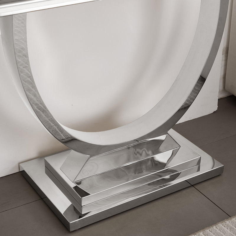 Jakeveon 46.85'' Console Table, White, Silver
