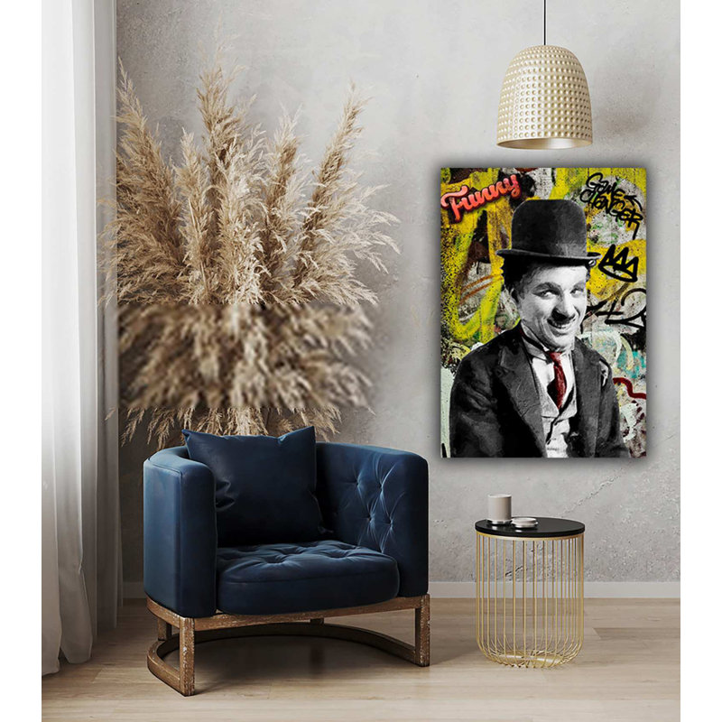 Charlie Chaplin Graffiti Celebs Collection - Art Prints, Metal, 50.7cm H x 40cm W x 0.11cm D
