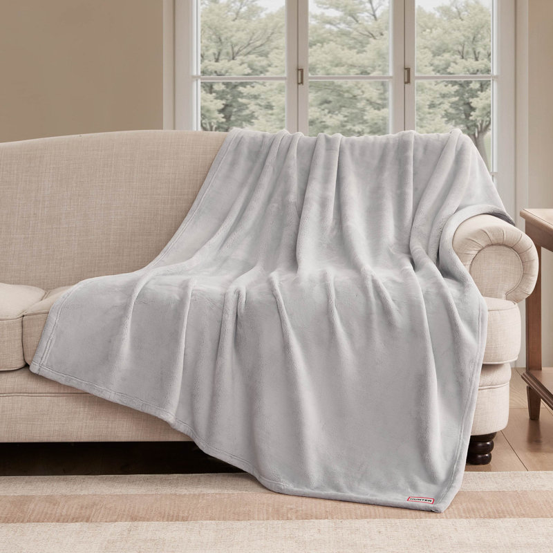 Hunter Coco Flannel Throw Blanket, Glacier Gray